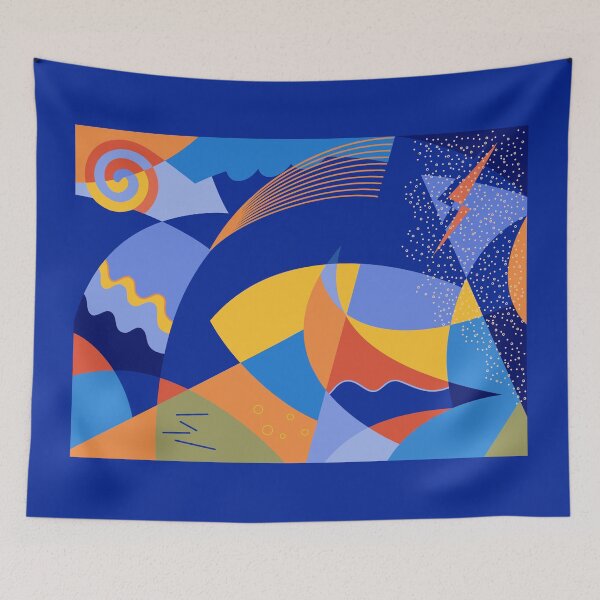 Item preview, Decorative abstract sea with sailing designed and sold by elara.