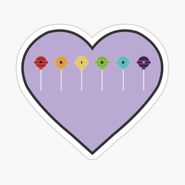 Lavender Galantines Funny Pride Heart Valentines Rainbow Lollipops Sticker