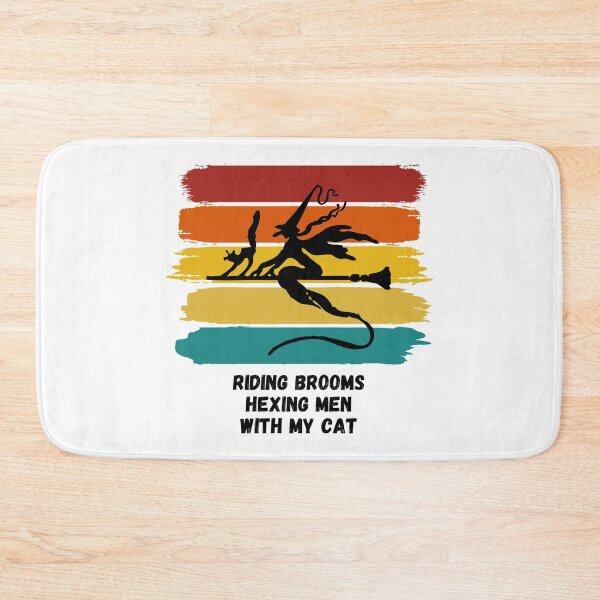 Item preview, Sunset Witch Riding Brooms Hexing Men with My Cat designed and sold by Nathalie Aynié.
