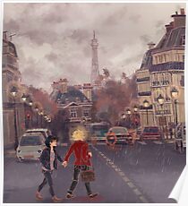 Póster París bajo la lluvia