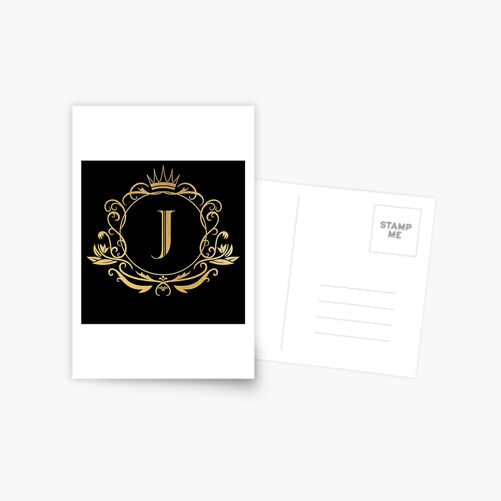  3dRose Letter J Personal Vintage Gold Royal Monogram  Personalized Initial Greeting Card (gc_275428_1) : Office Products