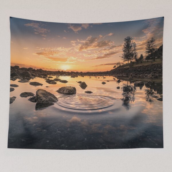 Item preview, Sparkling Lake Stones with beautiful Sunset  designed and sold by Piosenka Art.