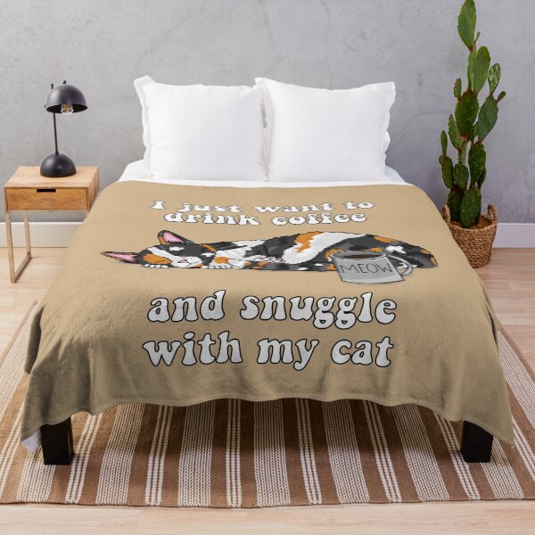 Item preview, I Just Want to Drink Coffee and Snuggle With My Cat (Calico Cat Design) designed and sold by RoserinArt.