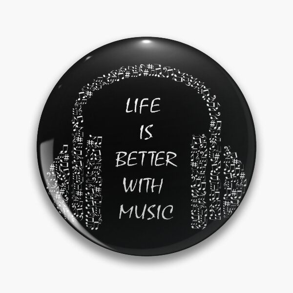 Item preview, Life is better with music - headphone musical note detail arrangement (dark mode) designed and sold by Deegital18.