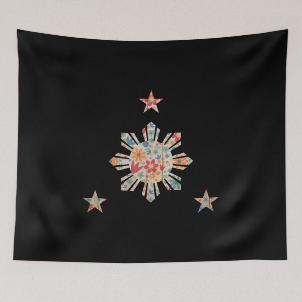 Aperçu de l'œuvre Drapeau philippin fleur 3 étoiles et soleil créée et vendue par FilipinoMerch.