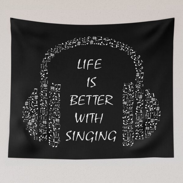 Item preview, Life is better with singing - headphone musical note detail arrangement (dark mode) designed and sold by Deegital18.