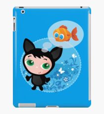 Cute funny kitten with fish vector illustration iPad Case/Skin