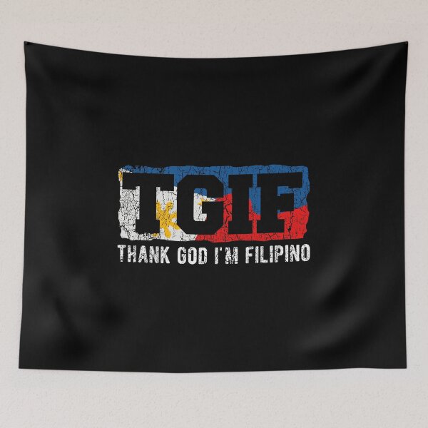 Aperçu de l'œuvre TGIF Dieu merci, je suis philippin Drapeau philippin vintage créée et vendue par FilipinoMerch.