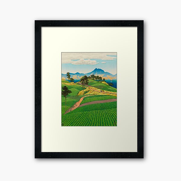 The Onsen Range Japanese Woodblock Print Vintage East Asian Art by Kawase Hasui Framed Art Print