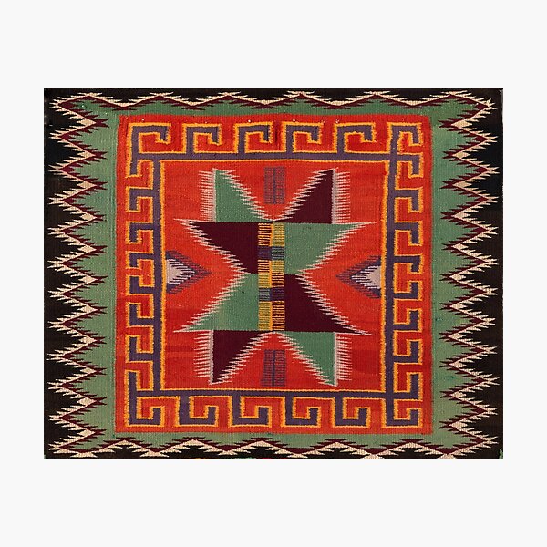 NAVAJO 1890 SADDLE BLANKET SCAN GENUINE NATIVE AMERICAN ART Photographic Print