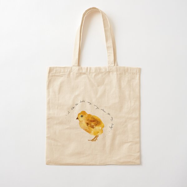 Baby Chicken Watercolor Painting: "I like to hold my wings close to my body...." by Meia Geddes Cotton Tote Bag