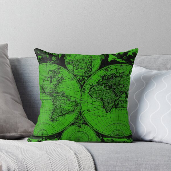 Item preview, Vintage Map of The World (1685) Black & Green  designed and sold by BravuraMedia.