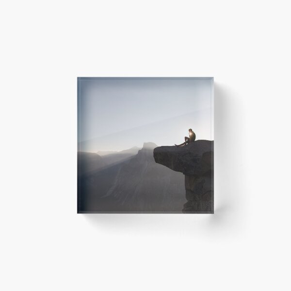 Item preview, Yosemite national park hiker on cliff sunlight designed and sold by Piosenka Art.