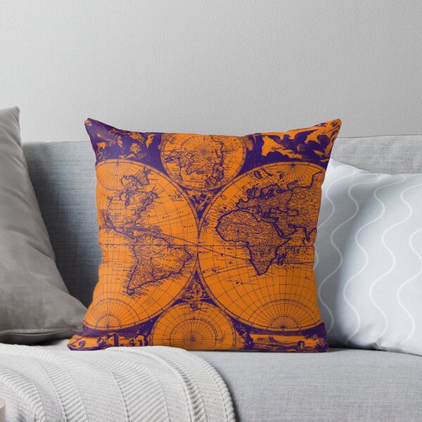 Item preview, Vintage Map of The World (1685) Purple & Orange  designed and sold by BravuraMedia.