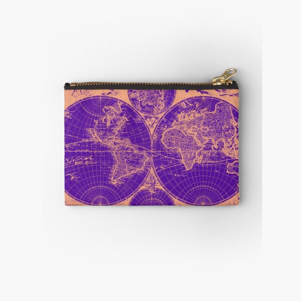 Item preview, Vintage Map of The World (1685) Tan & Purple designed and sold by BravuraMedia.