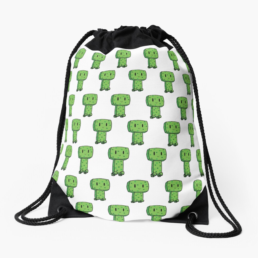 "Minecraft Creepers Pattern" Drawstring Bag by lovefromjessie Redbubble
