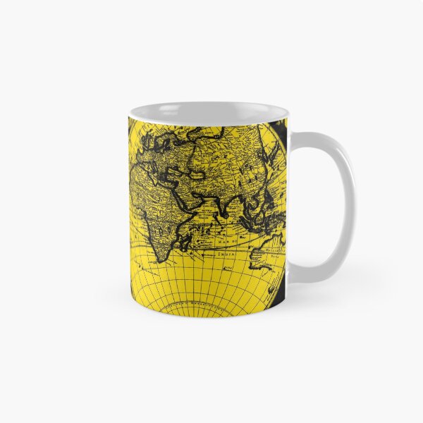 Item preview, Vintage Map of The World (1685) Black & Yellow designed and sold by BravuraMedia.