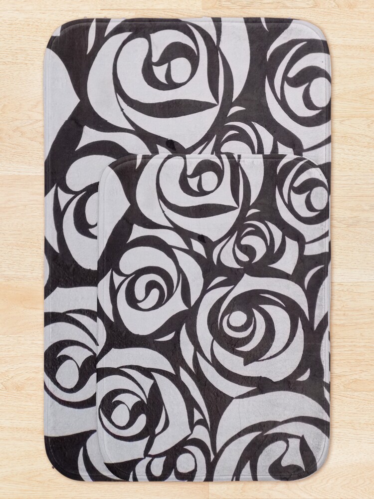 Thumbnail 5 of 6, Bath Mat, Negative Roses designed and sold by PatternPalace.