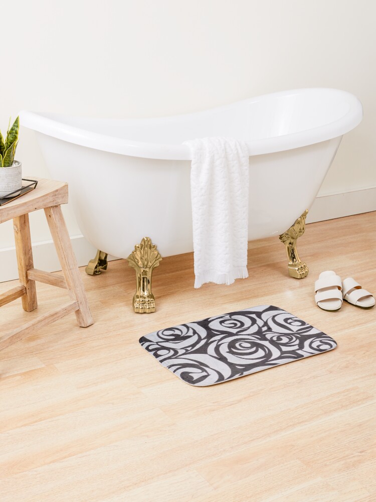 Thumbnail 2 of 6, Bath Mat, Negative Roses designed and sold by PatternPalace.