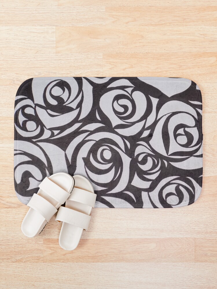 Thumbnail 1 of 6, Bath Mat, Negative Roses designed and sold by PatternPalace.