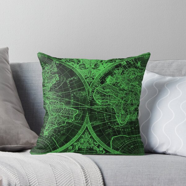 Item preview, World Map (1691) Black & Green designed and sold by BravuraMedia.