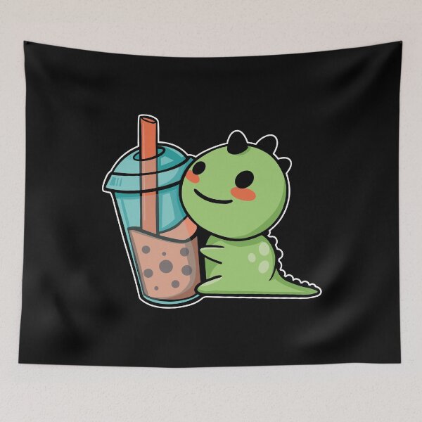 Item preview, Cute Dinosaur With Boba Tea designed and sold by OnepixArt.