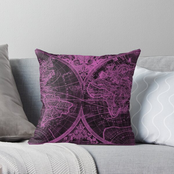 Item preview, World Map (1691) Black & Pink  designed and sold by BravuraMedia.