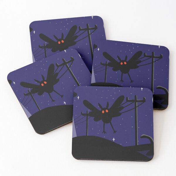 Item preview, mothman cryptid alien night landscape designed and sold by dandelion-draws.