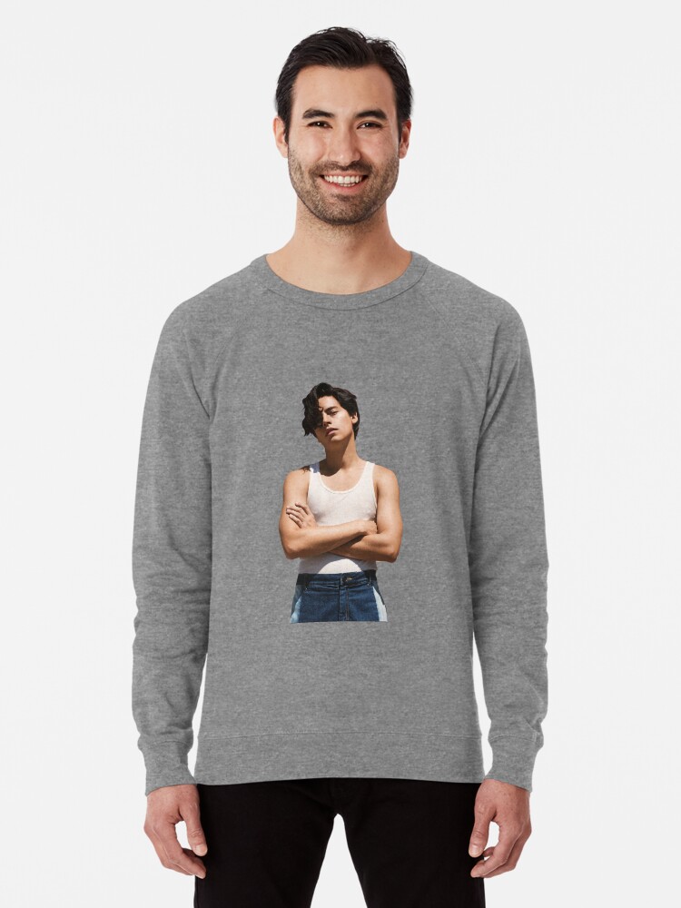Cole Sprouse Tank Top and Jeans Half Body 2 Lightweight Sweatshirt