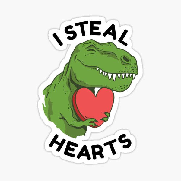 Tyrannosaurus Rex Dinosaur T-Rex  #14169 2 x Heart Stickers 7.5 cm 