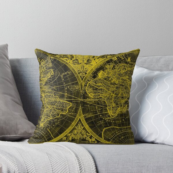 Item preview, World Map (1691) Black & Yellow designed and sold by BravuraMedia.