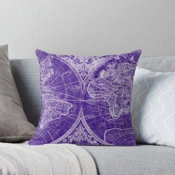 Item preview, World Map (1691) Purple & White designed and sold by BravuraMedia.
