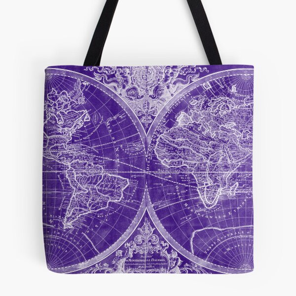 Item preview, World Map (1691) Purple & White designed and sold by BravuraMedia.