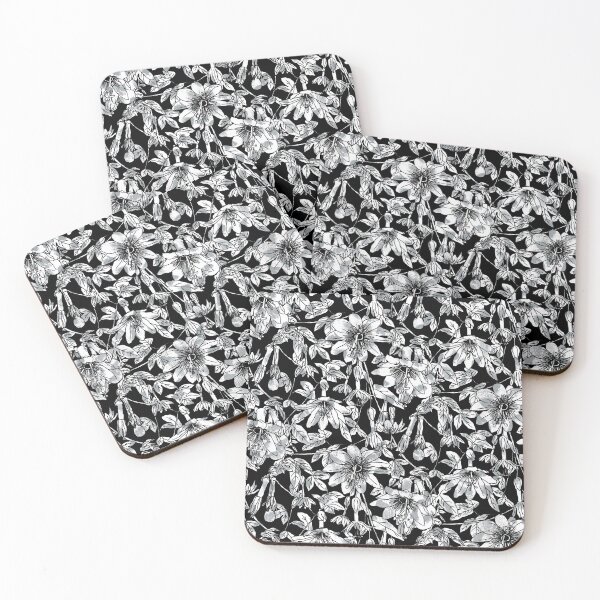 Item preview, Black and White Passion Fruit Flowers designed and sold by Carolina Diaz.