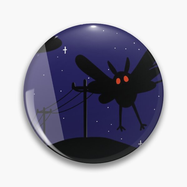 Item preview, mothman cryptid alien night landscape designed and sold by dandelion-draws.