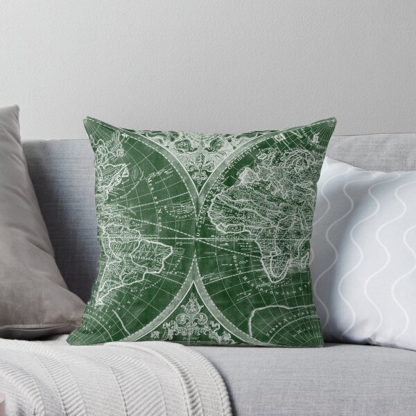 Item preview, World Map (1691) Green & White designed and sold by BravuraMedia.