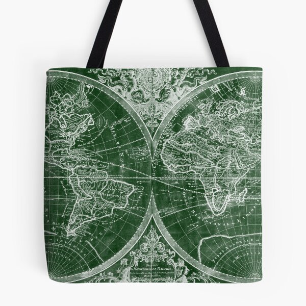 Item preview, World Map (1691) Green & White designed and sold by BravuraMedia.