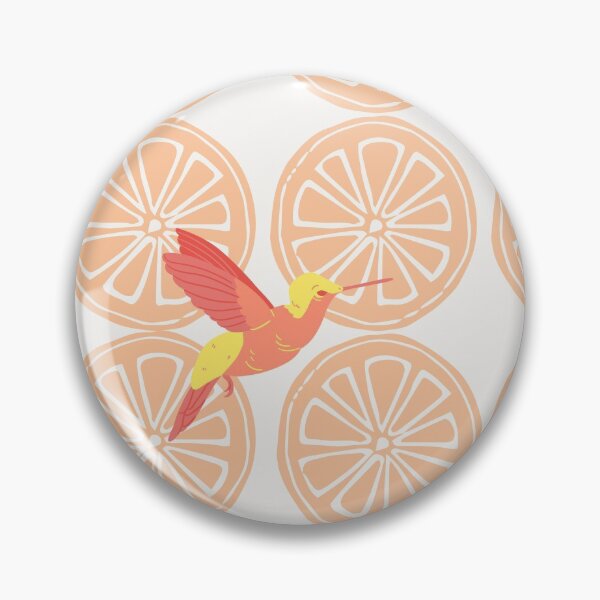 Item preview, Tropical hummingbirds with citrus fruit pattern designed and sold by TheWaterBirds.
