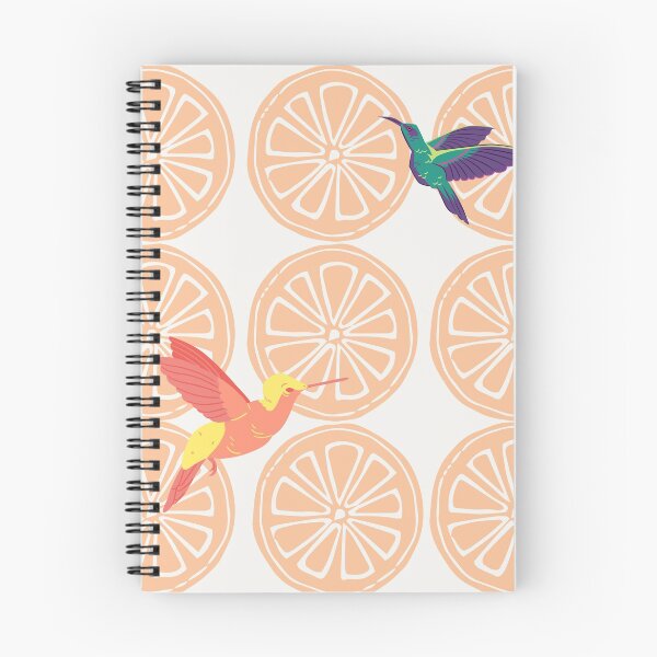 Item preview, Tropical hummingbirds with citrus fruit pattern designed and sold by TheWaterBirds.