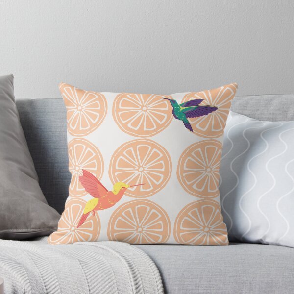 Item preview, Tropical hummingbirds with citrus fruit pattern designed and sold by TheWaterBirds.