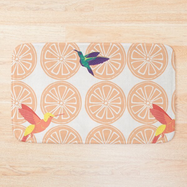 Item preview, Tropical hummingbirds with citrus fruit pattern designed and sold by TheWaterBirds.