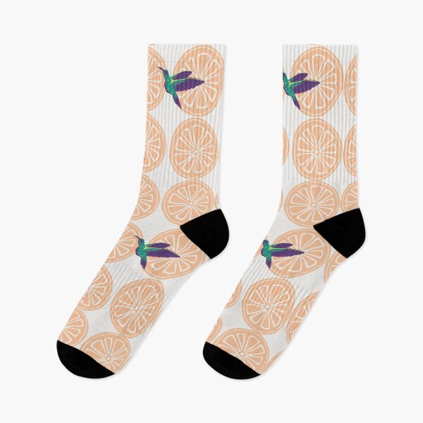 Item preview, Tropical hummingbirds with citrus fruit pattern designed and sold by TheWaterBirds.