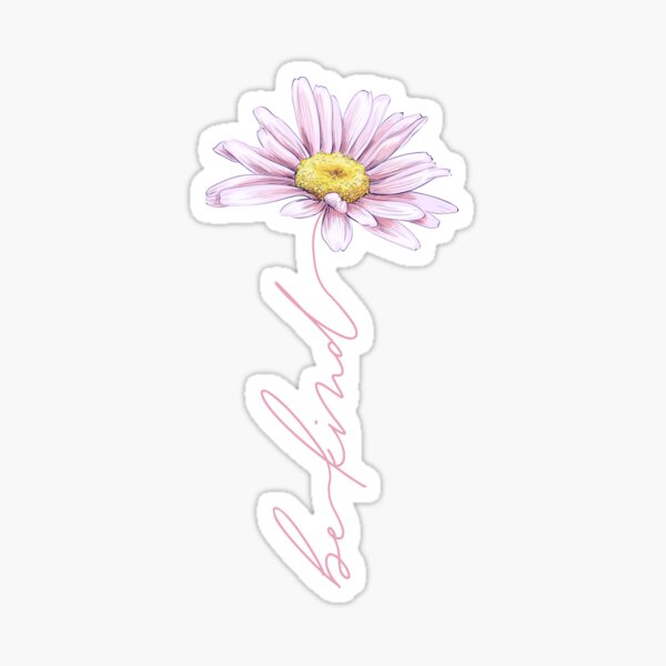 Be Kind Pink Daisy || Scripted Stem Sticker