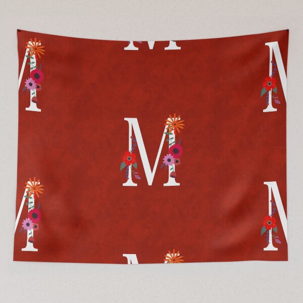 Aperçu de l'œuvre Monogramme floral illustré lettre Art M initiale créée et vendue par Illustratebynat.