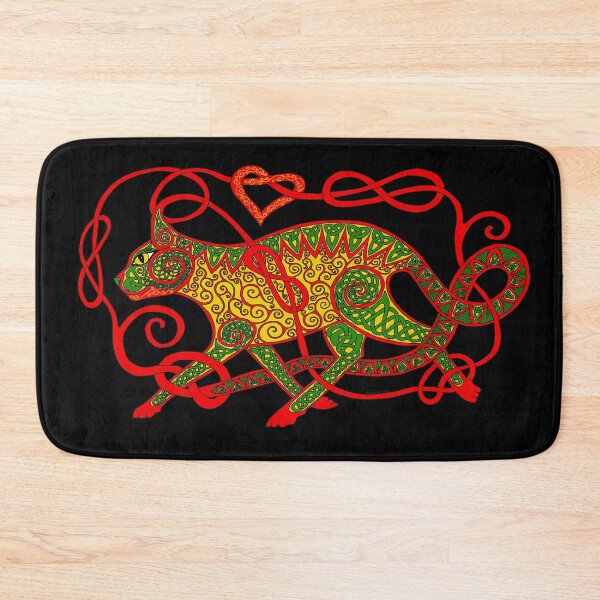 Aperçu de l'œuvre Chat celtique #15 vert et rouge créée et vendue par ingridthecrafty.