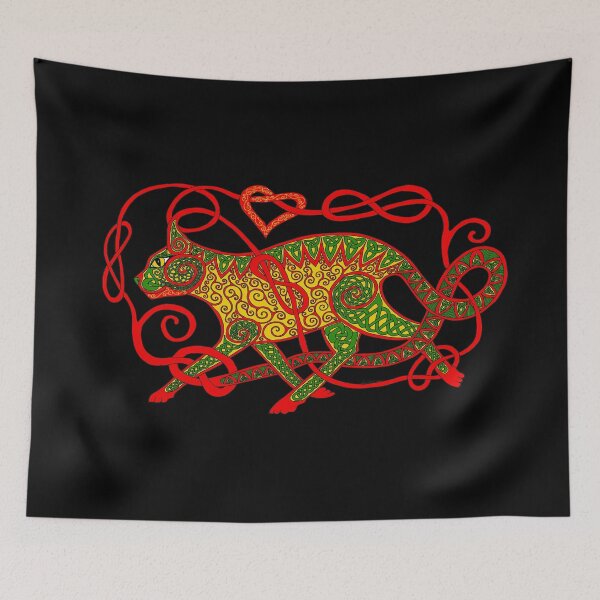 Item preview, Celtic Cat #15 green and red designed and sold by ingridthecrafty.