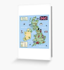 Cartoon map United Kingdom Greeting Card