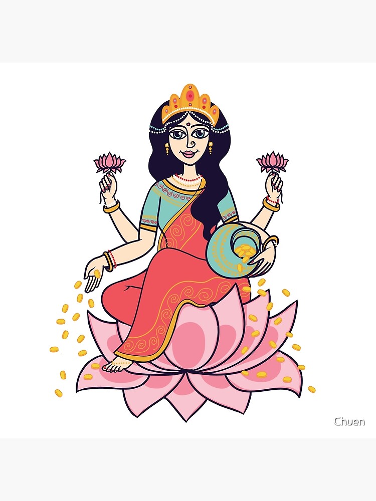 Amazon.com: Ritwikas Abstract Wall Art Of Maa Laxmi On Pink Lotus With  Frame for Home and Office Decor | 9.5 inch x 13.5 inch | Multi Colored |  Digital Painting: Paintings