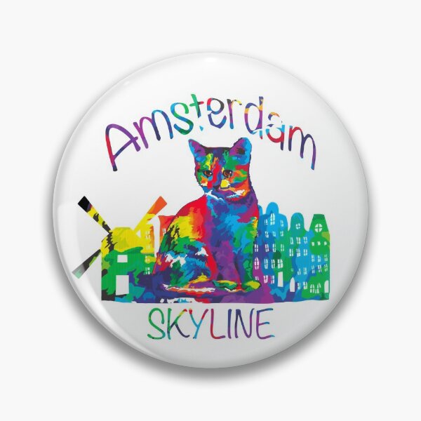 Item preview, Colorful Amsterdam Skyline Cat designed and sold by Cute Designs Shop.