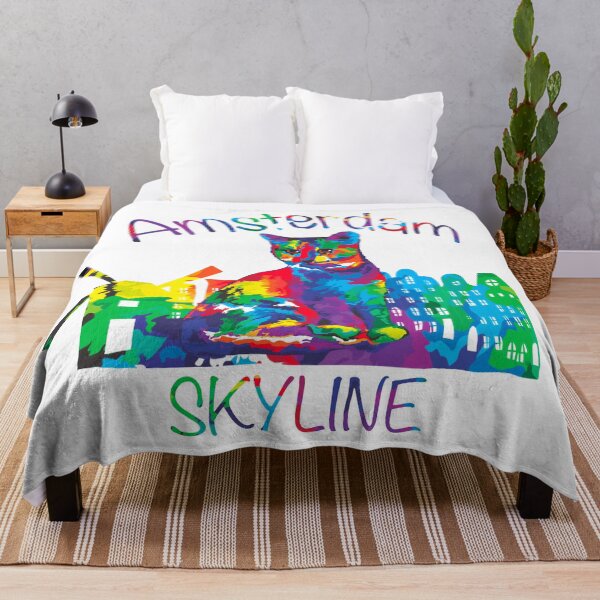 Item preview, Colorful Amsterdam Skyline Cat designed and sold by Cute Designs Shop.